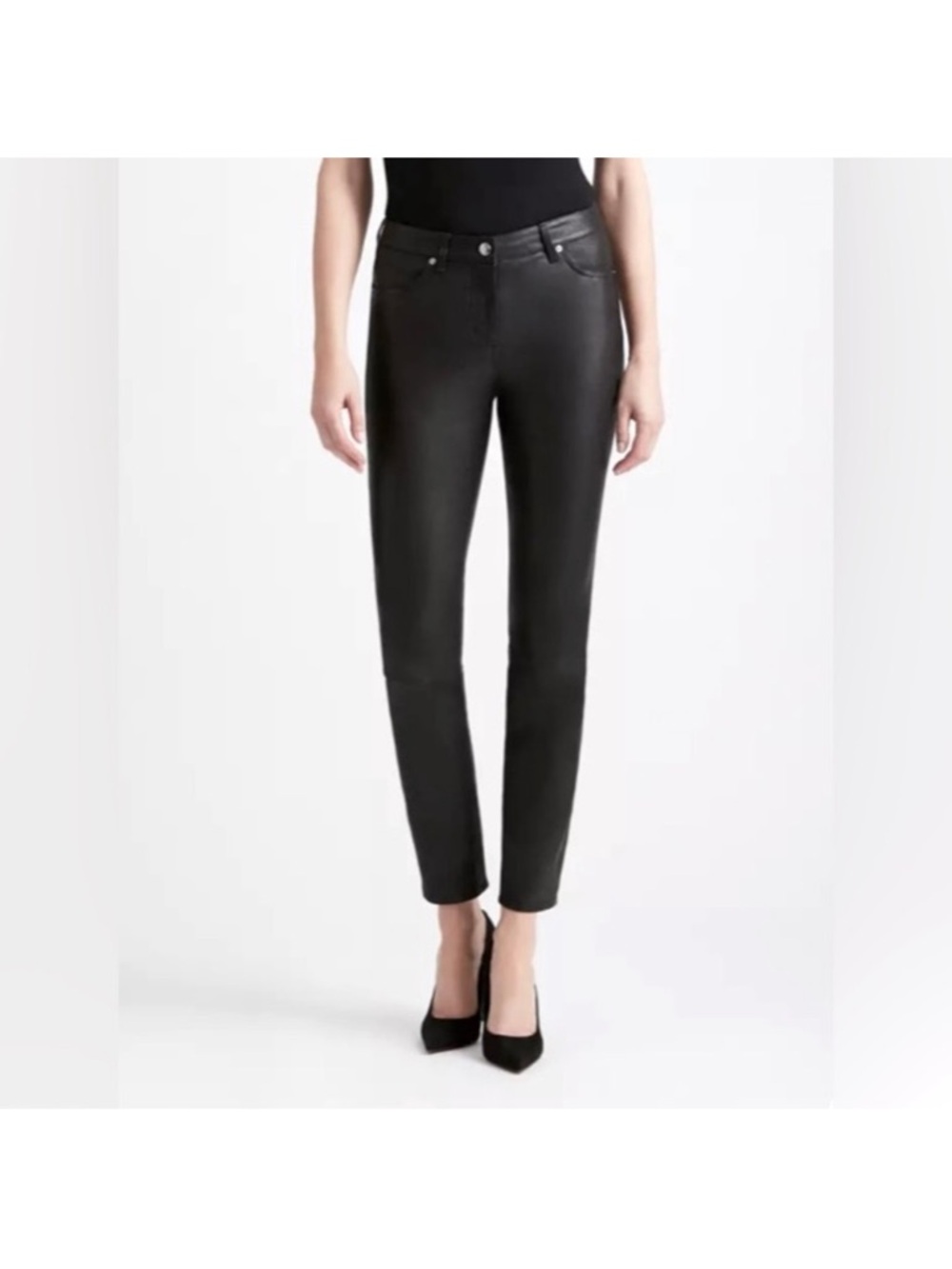 Per Se Black Faux Leather Skinny Pants